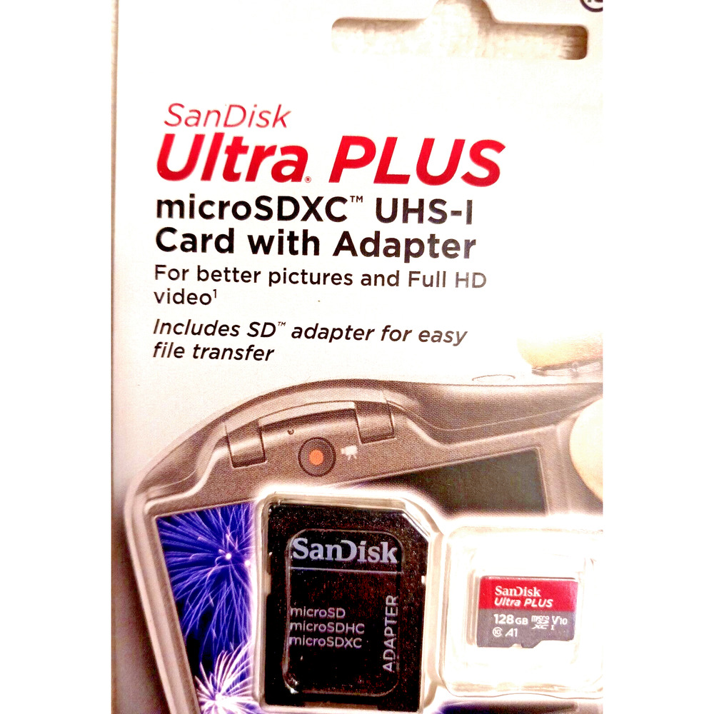 SanDisk 128GB ULTRA PLUS microSDXC UHS-1 Card w Adapter microSD memory card - Picture 3 of 9